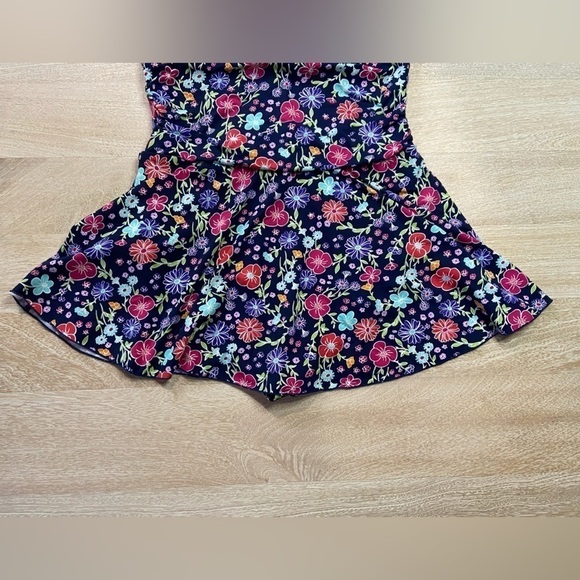 Liz Claiborne Floral Navy Colorful Skirt One Piece Swimsuit Bow Detail Adorable - Picture 8 of 14